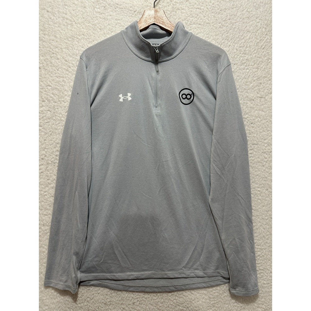 Under Armour Mens Sz L Lt Gray 1/4 Zip Pullover Lighweight Breathable Corp Logo‎